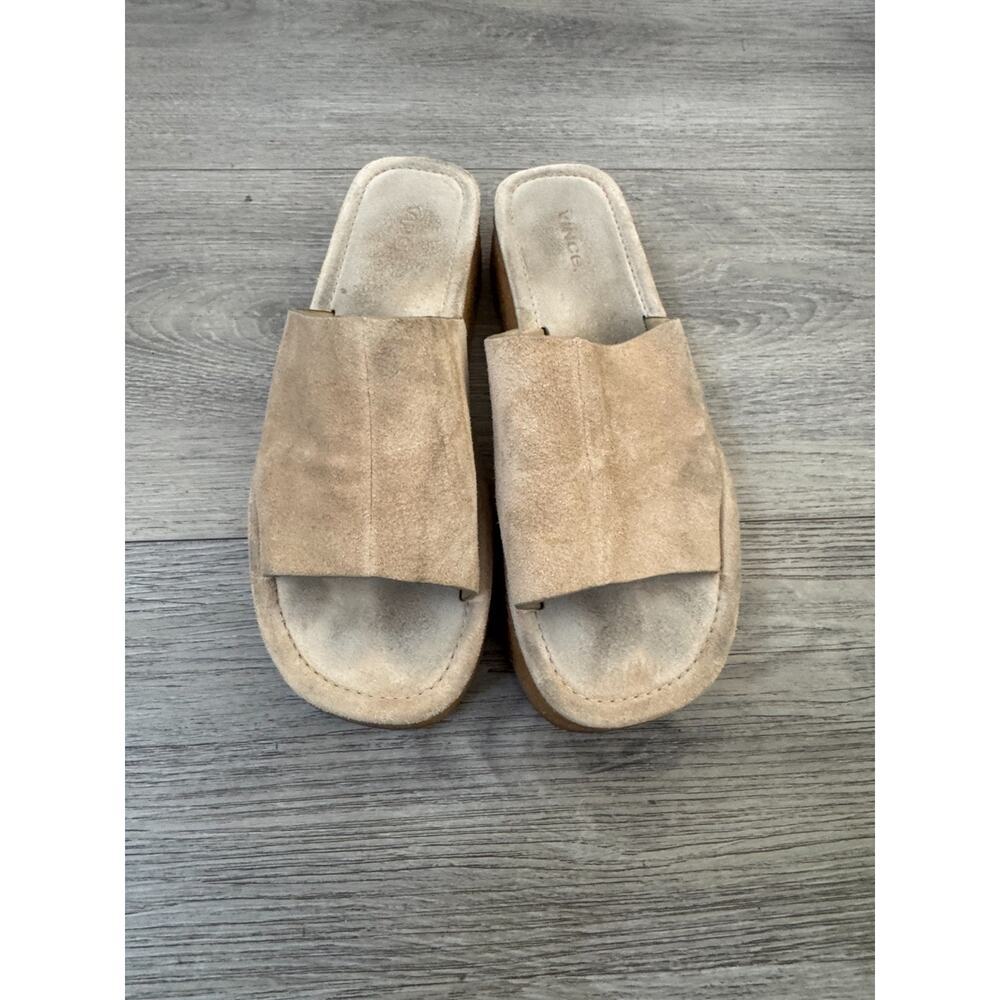 Vince Women’s Sz 8 Suede Beige Rubber Sole Sandals Slides Boho